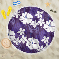 Purple Hawaiian Hibiscus Monstera Beach Blanket Grunge Stylized