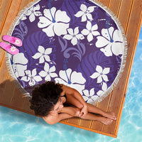 Purple Hawaiian Hibiscus Monstera Beach Blanket Grunge Stylized
