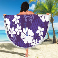 Purple Hawaiian Hibiscus Monstera Beach Blanket Grunge Stylized