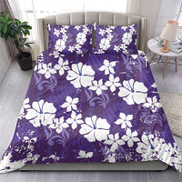 Purple Hawaiian Hibiscus Monstera Bedding Set Grunge Stylized LT01 - Polynesian Pride