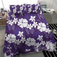Purple Hawaiian Hibiscus Monstera Bedding Set Grunge Stylized LT01 - Polynesian Pride