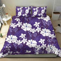 Purple Hawaiian Hibiscus Monstera Bedding Set Grunge Stylized LT01 - Polynesian Pride