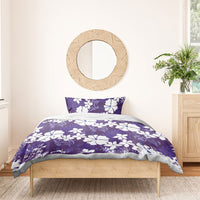 Purple Hawaiian Hibiscus Monstera Bedding Set Grunge Stylized LT01 - Polynesian Pride