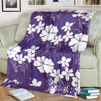 Purple Hawaiian Hibiscus Monstera Blanket Grunge Stylized