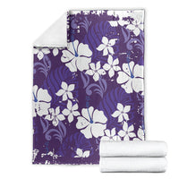 Purple Hawaiian Hibiscus Monstera Blanket Grunge Stylized