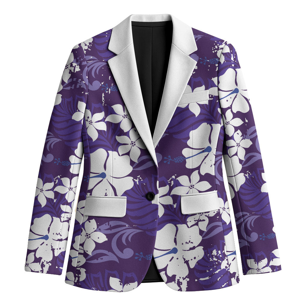Purple Hawaiian Hibiscus Monstera Blazer Grunge Stylized