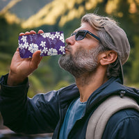 Purple Hawaiian Hibiscus Monstera 4 in 1 Can Cooler Tumbler Grunge Stylized LT01 - Polynesian Pride
