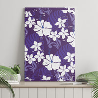 Purple Hawaiian Hibiscus Monstera Canvas Wall Art Grunge Stylized LT01 - Polynesian Pride