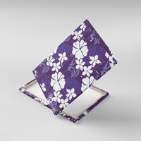 Purple Hawaiian Hibiscus Monstera Canvas Wall Art Grunge Stylized LT01 With Frame Purple - Polynesian Pride