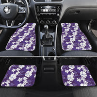 Purple Hawaiian Hibiscus Monstera Car Mats Grunge Stylized LT01 Set 4pcs Purple - Polynesian Pride