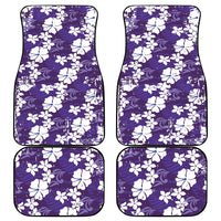 Purple Hawaiian Hibiscus Monstera Car Mats Grunge Stylized LT01 - Polynesian Pride