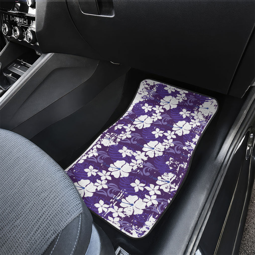 Purple Hawaiian Hibiscus Monstera Car Mats Grunge Stylized LT01 - Polynesian Pride