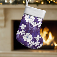 Purple Hawaiian Hibiscus Monstera Christmas Stocking Grunge Stylized LT01 Set of 2 Purple - Polynesian Pride