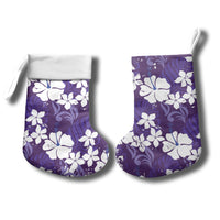 Purple Hawaiian Hibiscus Monstera Christmas Stocking Grunge Stylized LT01 - Polynesian Pride