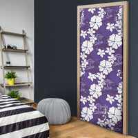 Purple Hawaiian Hibiscus Monstera Door Cover Grunge Stylized LT01 - Polynesian Pride