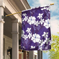Purple Hawaiian Hibiscus Monstera Garden Flag Grunge Stylized LT01 House Flag Purple - Polynesian Pride