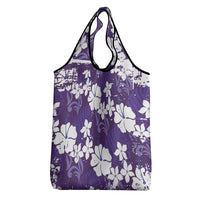 Purple Hawaiian Hibiscus Monstera Grocery Bag Grunge Stylized LT01 - Polynesian Pride