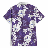 Purple Hawaiian Hibiscus Monstera Hawaiian Shirt Grunge Stylized