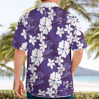 Purple Hawaiian Hibiscus Monstera Hawaiian Shirt Grunge Stylized