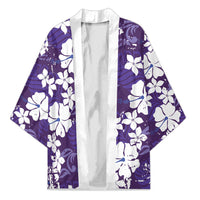 Purple Hawaiian Hibiscus Monstera Kimono Grunge Stylized LT01 Unisex Purple - Polynesian Pride