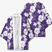 Purple Hawaiian Hibiscus Monstera Kimono Grunge Stylized LT01 - Polynesian Pride