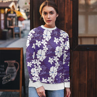 Purple Hawaiian Hibiscus Monstera Ugly Christmas Sweater Grunge Stylized