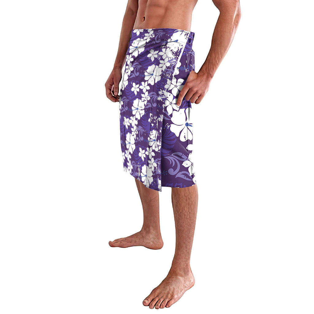 Purple Hawaiian Hibiscus Monstera Lavalava Grunge Stylized