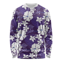 Purple Hawaiian Hibiscus Monstera Long Sleeve Shirt Grunge Stylized LT01 Unisex Purple - Polynesian Pride