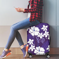 Purple Hawaiian Hibiscus Monstera Luggage Cover Grunge Stylized