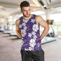 Purple Hawaiian Hibiscus Monstera Men Tank Top Grunge Stylized LT01 Purple - Polynesian Pride