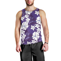 Purple Hawaiian Hibiscus Monstera Men Tank Top Grunge Stylized LT01 - Polynesian Pride