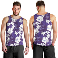 Purple Hawaiian Hibiscus Monstera Men Tank Top Grunge Stylized LT01 - Polynesian Pride