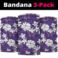 Purple Hawaiian Hibiscus Monstera Neck Gaiter Grunge Stylized LT01 package One Size: 25*50cm Purple - Polynesian Pride