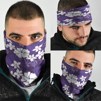 Purple Hawaiian Hibiscus Monstera Neck Gaiter Grunge Stylized LT01 - Polynesian Pride