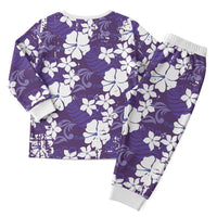 Purple Hawaiian Hibiscus Monstera Christmas Pajama Set Grunge Stylized LT01 - Polynesian Pride