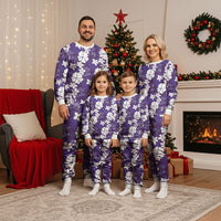 Purple Hawaiian Hibiscus Monstera Christmas Pajama Set Grunge Stylized LT01 - Polynesian Pride