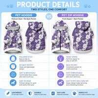 Purple Hawaiian Hibiscus Monstera Pet Hoodie Grunge Stylized