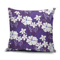 Purple Hawaiian Hibiscus Monstera Pillow Cover Grunge Stylized