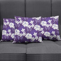 Purple Hawaiian Hibiscus Monstera Pillow Cover Grunge Stylized