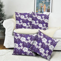 Purple Hawaiian Hibiscus Monstera Pillow Cover Grunge Stylized