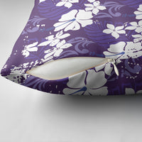 Purple Hawaiian Hibiscus Monstera Pillow Cover Grunge Stylized