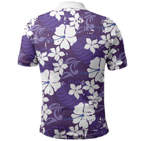 Purple Hawaiian Hibiscus Monstera Polo Shirt Grunge Stylized LT01 - Polynesian Pride