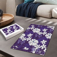 Purple Hawaiian Hibiscus Monstera Puzzle Grunge Stylized