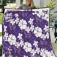 Purple Hawaiian Hibiscus Monstera Quilt Grunge Stylized LT01 Purple - Polynesian Pride