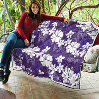 Purple Hawaiian Hibiscus Monstera Quilt Grunge Stylized LT01 - Polynesian Pride