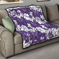 Purple Hawaiian Hibiscus Monstera Quilt Grunge Stylized LT01 - Polynesian Pride