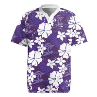 Purple Hawaiian Hibiscus Monstera Rugby Jersey Grunge Stylized LT01 Purple - Polynesian Pride