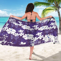 Purple Hawaiian Hibiscus Monstera Sarong Grunge Stylized LT01 - Polynesian Pride