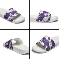 Purple Hawaiian Hibiscus Monstera Slide Sandals Grunge Stylized LT01 - Polynesian Pride