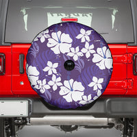 Purple Hawaiian Hibiscus Monstera Spare Tire Cover Grunge Stylized LT01 - Polynesian Pride